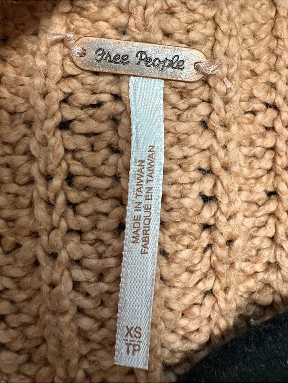 Free People seasons change sweater almond cropped mock neck oversized fall XS